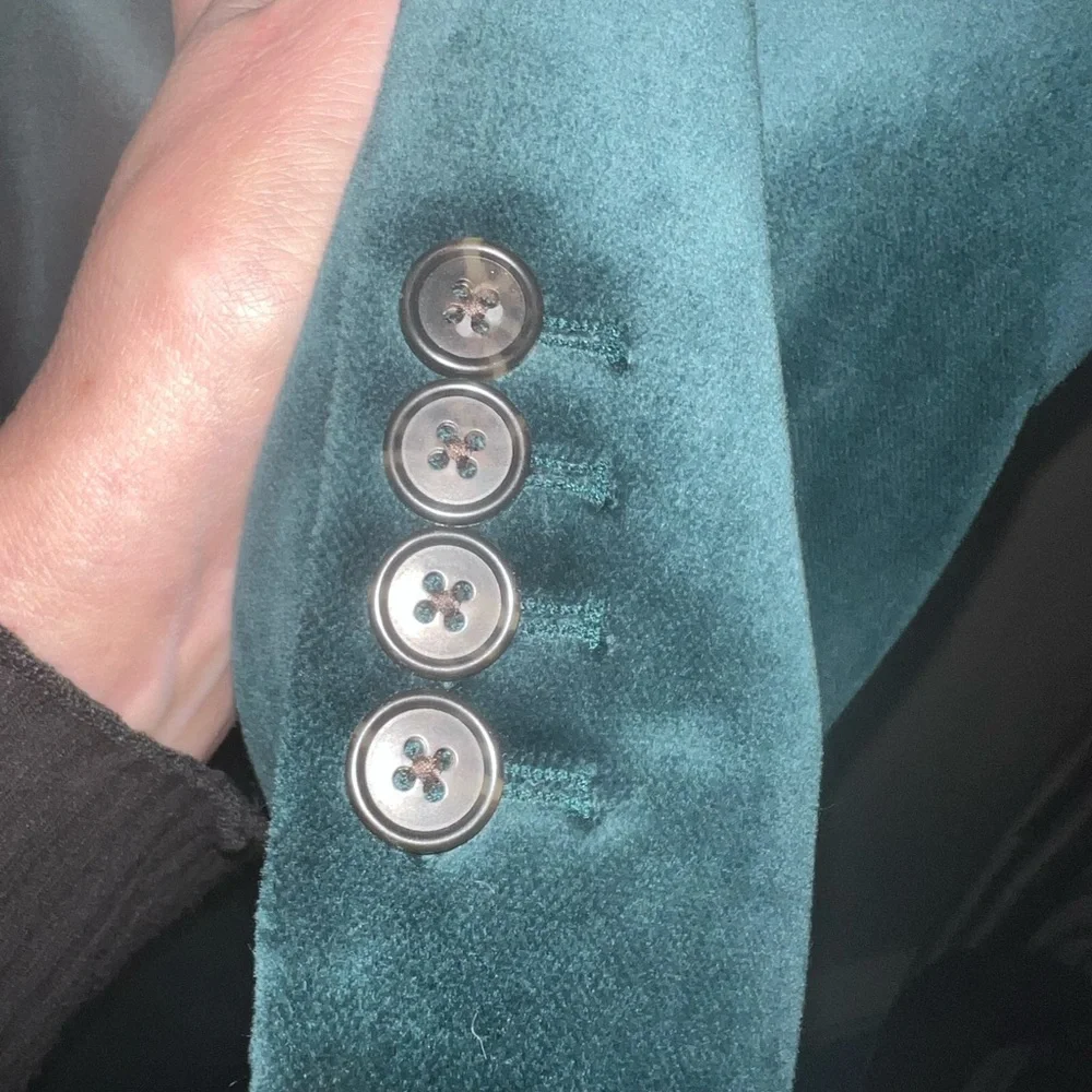 J Crew Women's Green Velvet Blazer Parke One button Size 14T NWT - Picture 6 of 11